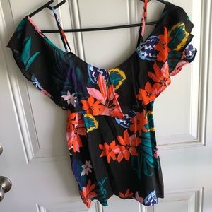 Ruffled Floral Cold-Shoulder Cami